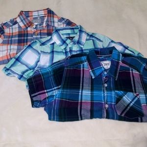 Bundle 3 Boys Button Down Plaid Shirts size 5/6